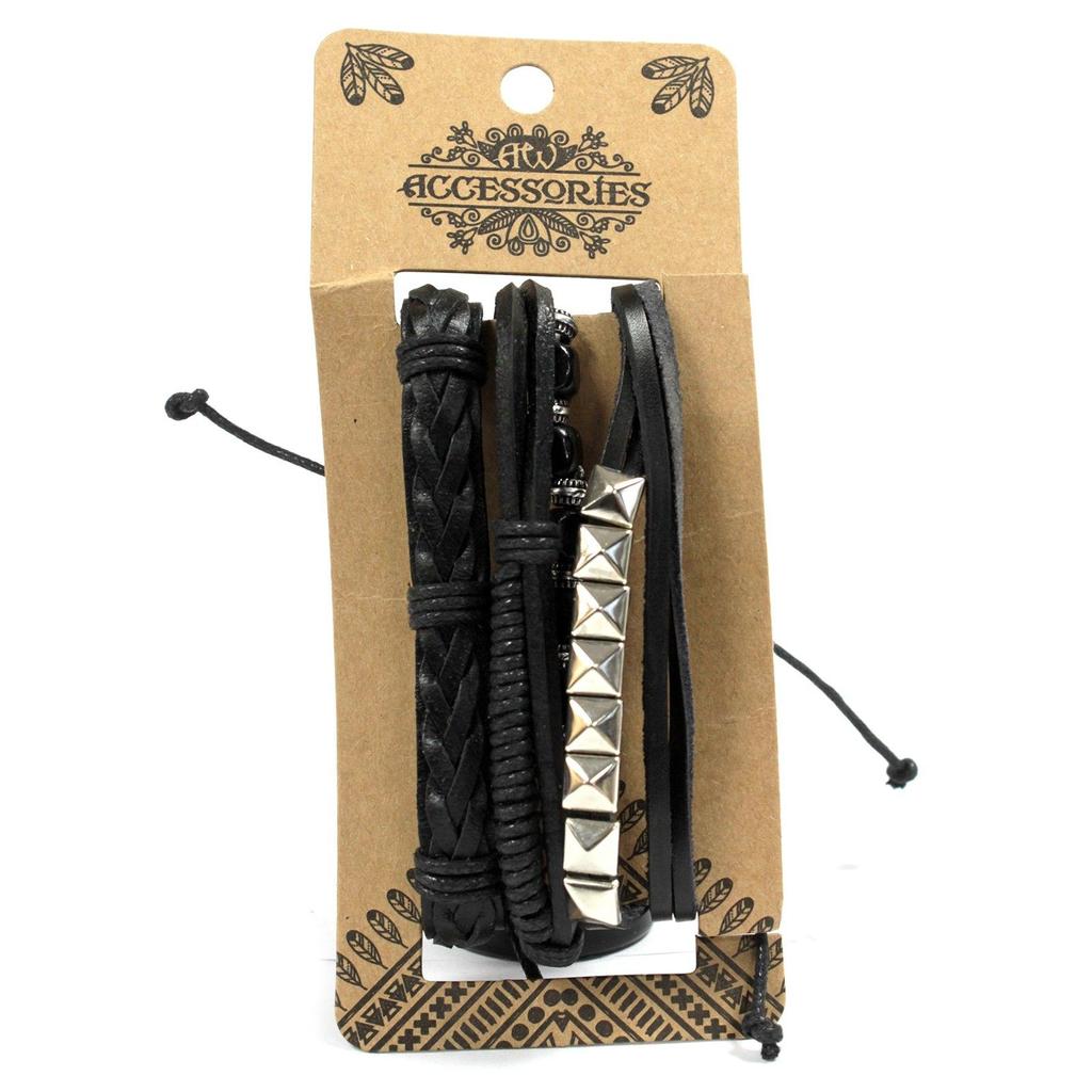 Mens Bracelet Sets – Black & Macho (asst)