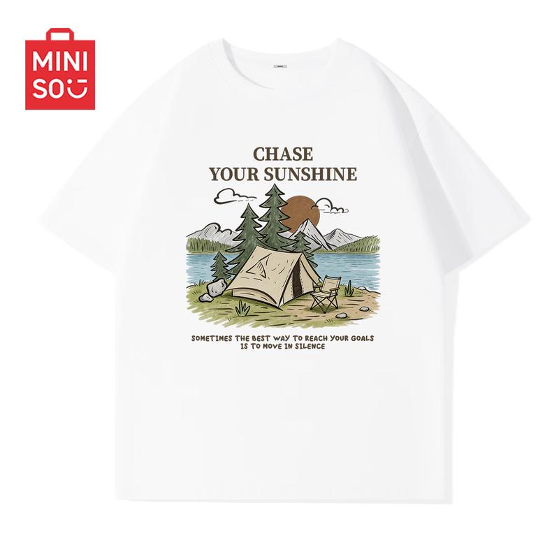 MINISO Men's Summer Loose Fit Crew Neck T-Shirt