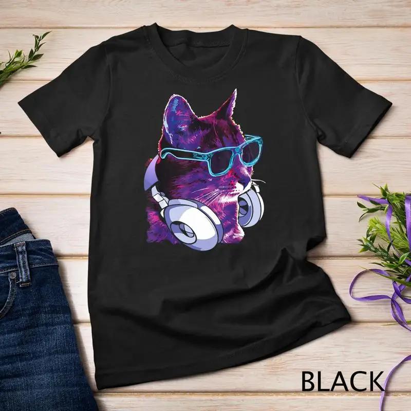 Tech House Dj Cat Rainbow Headphones Underground Music Lover Unisex T Shirt