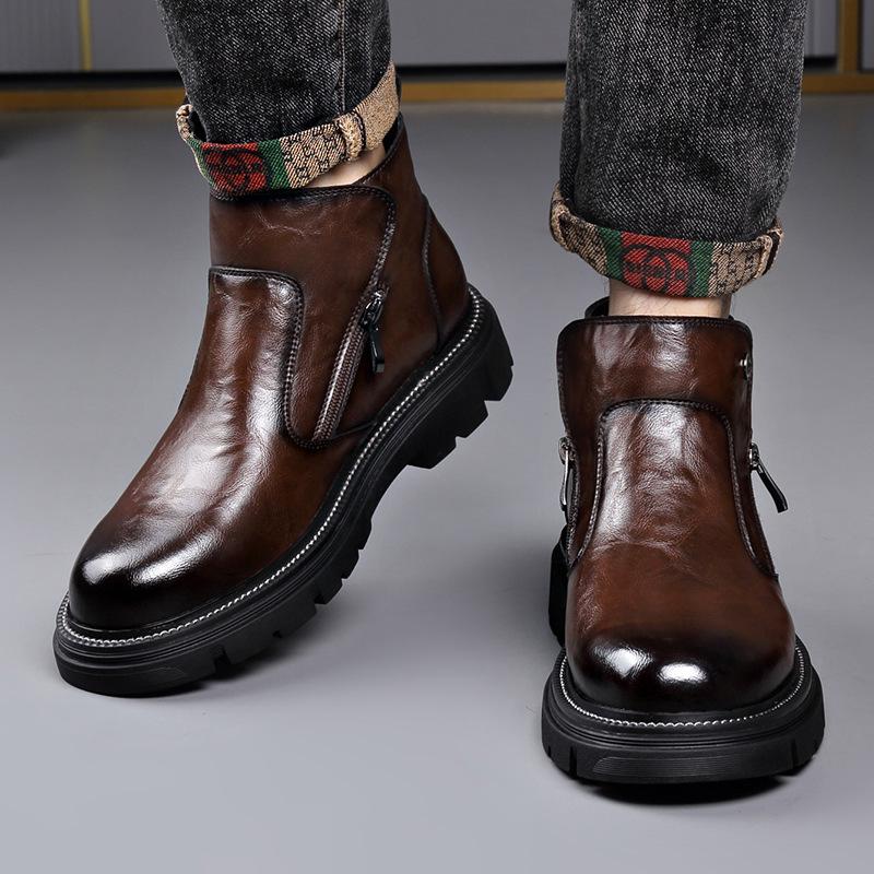 2024 Nové pánské polobotky Chelsea - Britský styl, boční zip, všestranné, sametová podšívka.