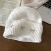 Bow Gray Wool Hat Women's Autumn and Winter Big Head Circumference Thickened Warm Knitted Hat Showing Small Face Ear Protection Hat
