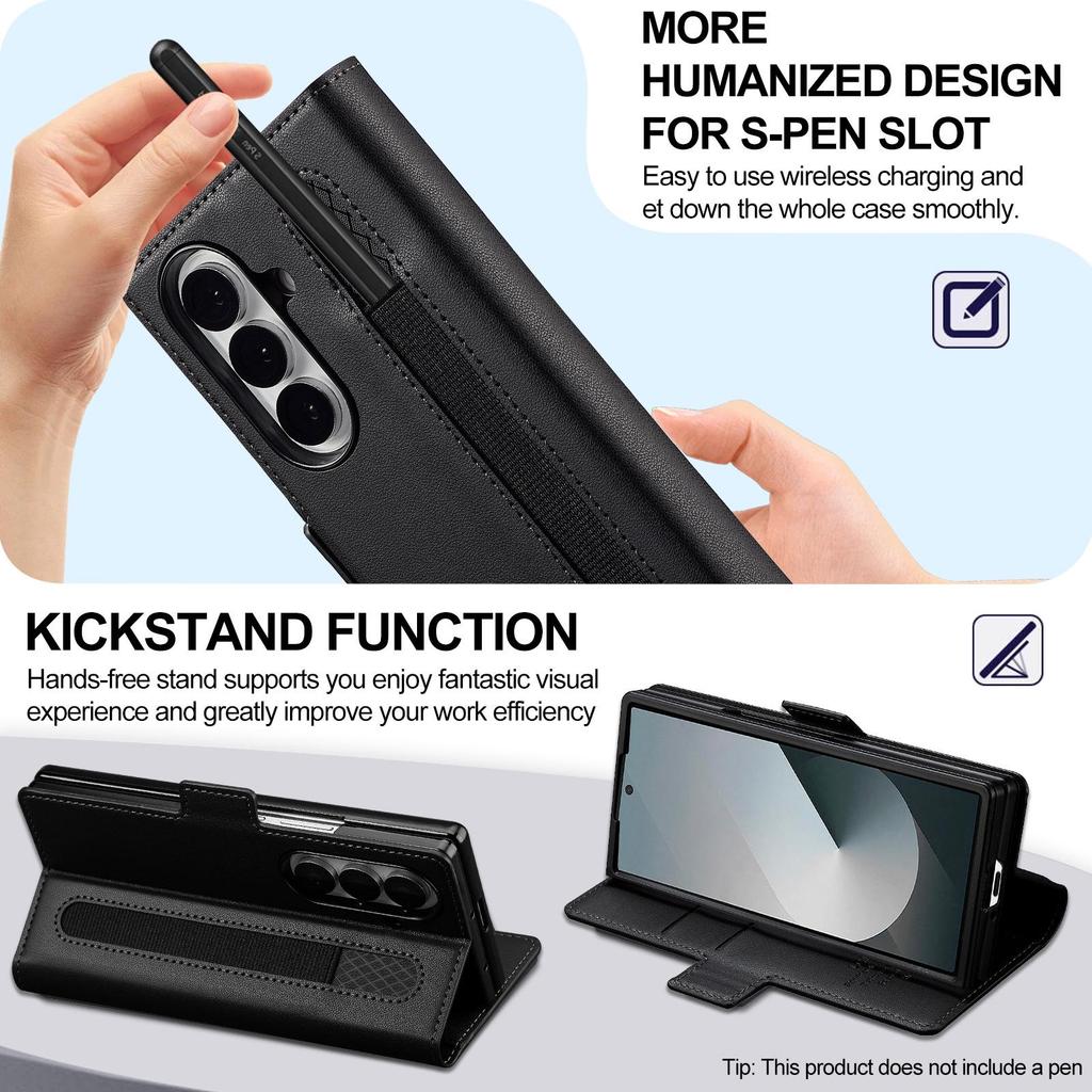 Compatible Galaxy Z Fold7/6/5/4 Leather Wallet Phone Case