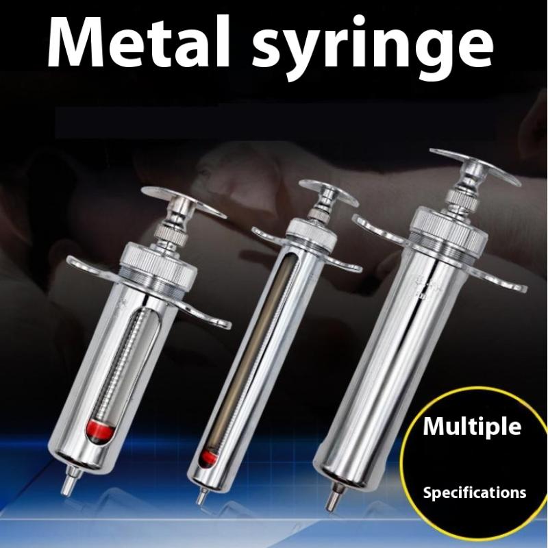 1 Set 20-50 ml Veteriner Alet Şırınga Aşı Enjeksiyonu Ayarlanabilir Doz 304 Paslanmaz Çelik İğne Ucu Dağıtıcı Hayvancılık Kümes Hayvanları