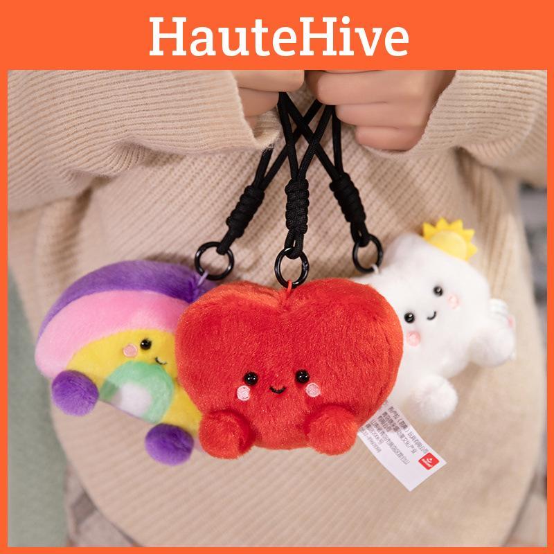 Cloud Rainbow Heart Plush Toy Keychain Stuffed Doll Pendant Decoration Cartoon