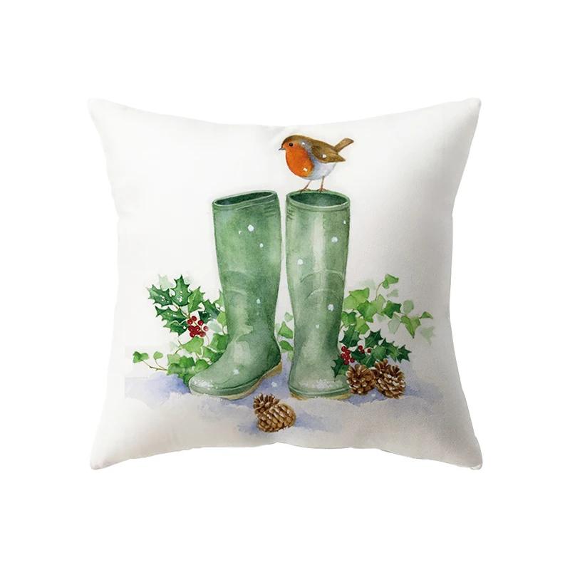 Christmas Decoration Merry Print Pattern Cushion Cover Home Living Room Sofa Pillow