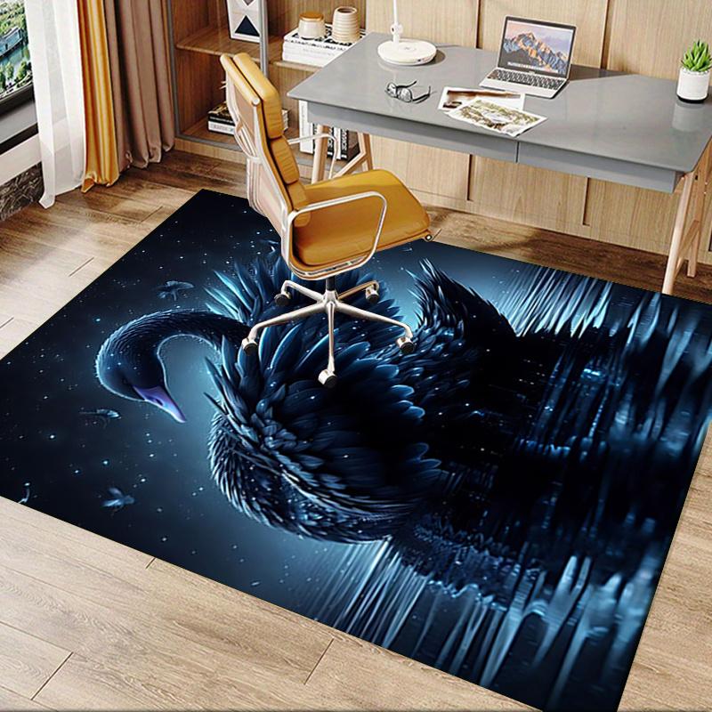 Black Swan Chair Mat: Office Carpet, Oversized Rug for Home Decor, Sofa Mat, Desk Protector, Gift for Office and Living Room
