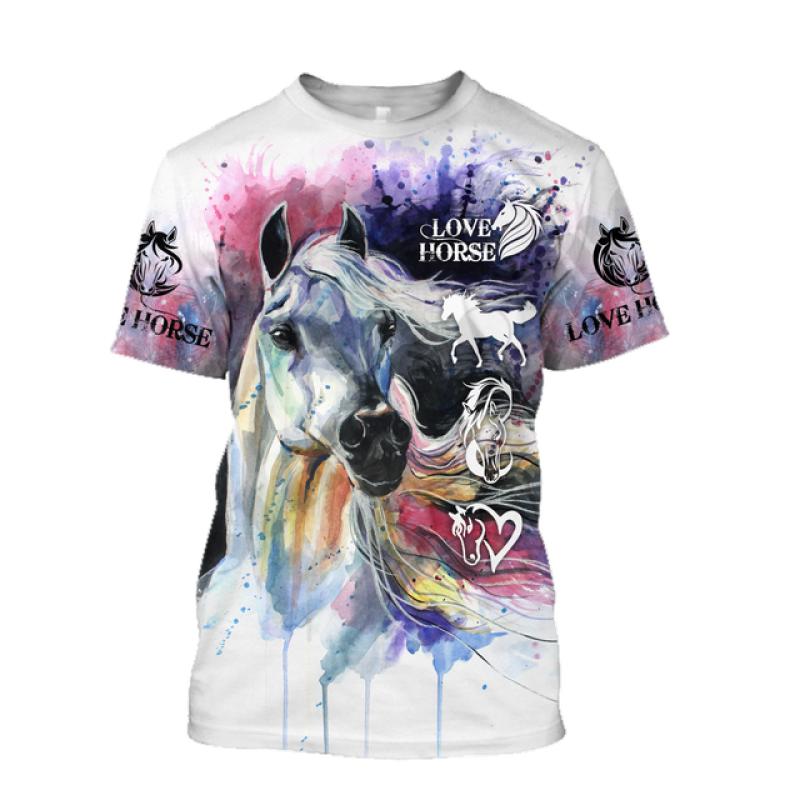 Модная популярная футболка с 3D принтом животных и лошадей для мужчин и женщин — фото 5