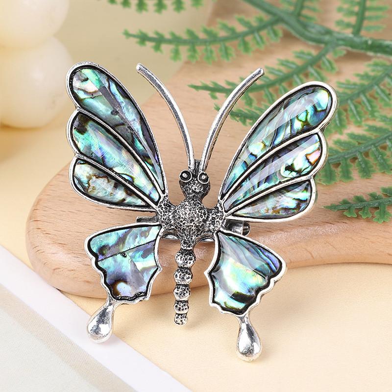 Animal Embossed Shell Butterfly Brooch Pendant With Multi Function Decor For Unisex Wear