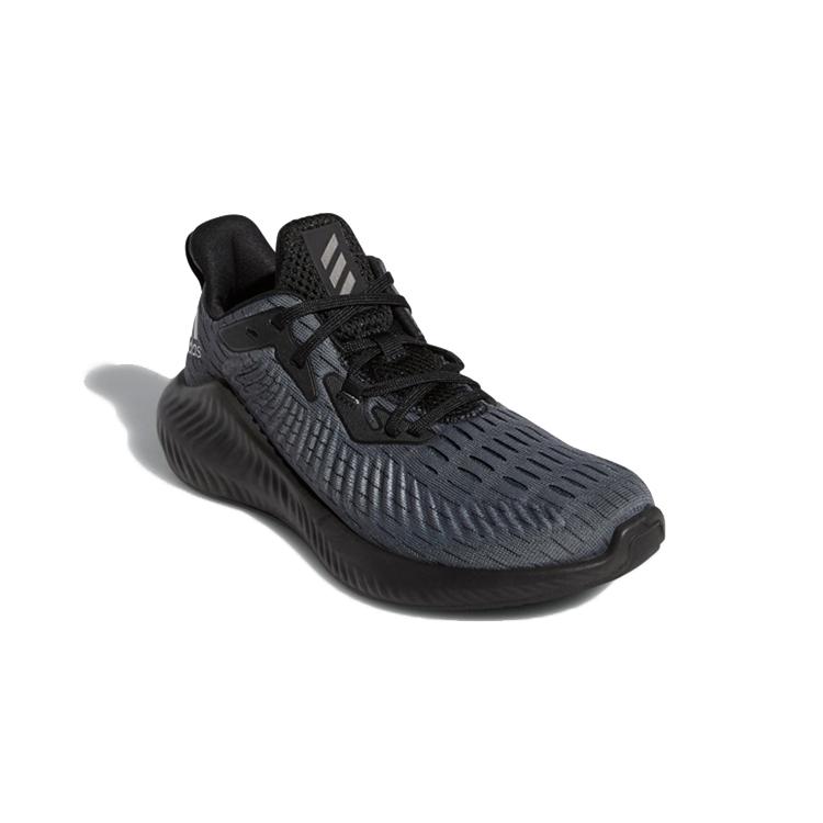 New Adidas AlphaBounce +J Slip Resistant Low Top Running Shoes Gray Black Teenagers EF0944