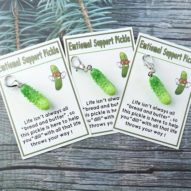 Simulated Vegetable Small Cucumber Resin Charm Inspirational Positive Pendants Keychain Necklace Pickle Emotional Funny Card spain