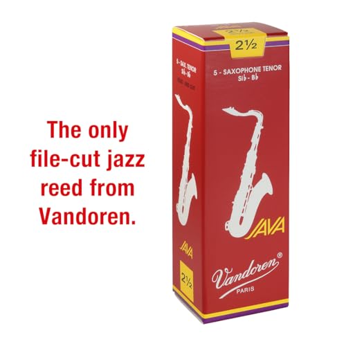 Vandoren Java Filed Red Cut Tenorsaxophon-Blätter, Härtegrad 2-1/2 (Packung mit 5)