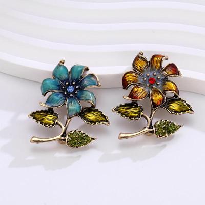 Vintage Mode Elegante Emaille Pflanzen Blumen Broschen Für Damen Kleidung Mantel Accessoires Geschenke
