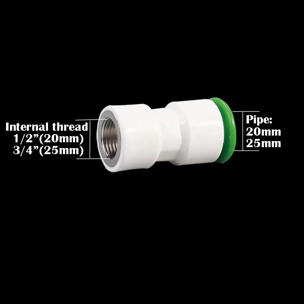 1/2" 3/4" Inch Thread House Decoration Water Pipe Fittings 20/25mm Pe Pvc Ppr Tap Water Pipe Valve Quick Connector