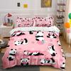 Cute Pandas with Strawberries Bedding Duvet Cover Set Duvet Cover Pillowcases (1*Duvet Cover 2*Pillowcases, Without Duvet Insert)