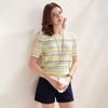 Zhaojun Women's Silk Blend Striped Short-Sleeve Knit Top