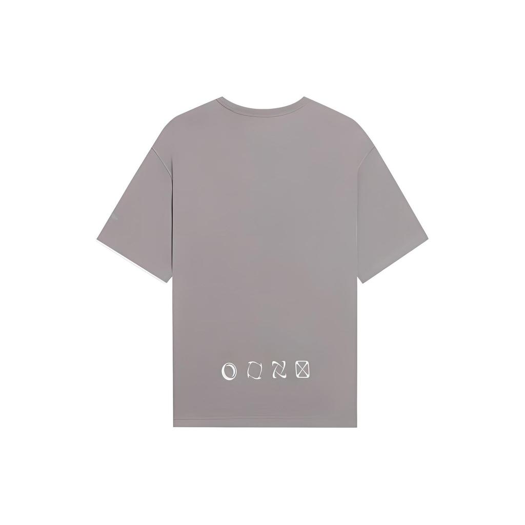 Li-Ning CF Sports Life Series Letter Print Round Neck Casual Short Sleeve T-Shirt Unisex Tops Shark-Grey AHSSC41-3