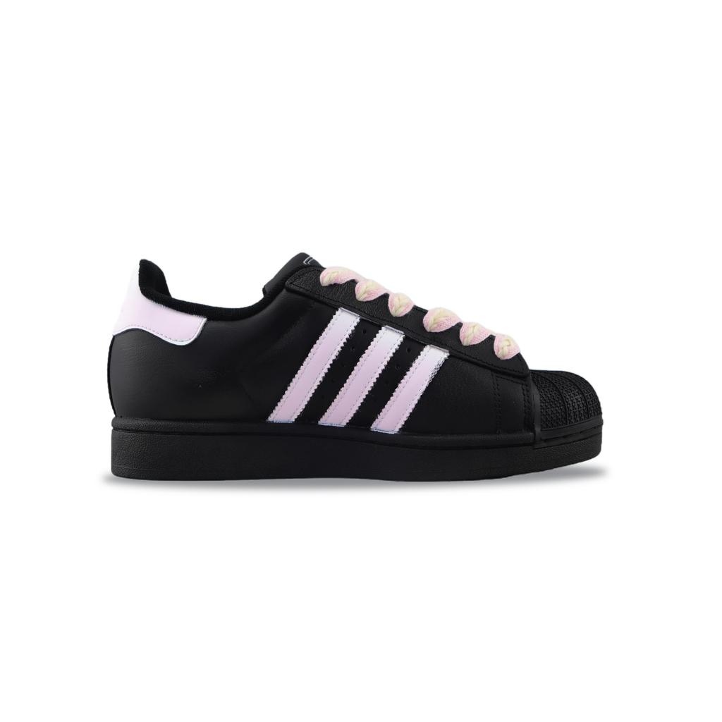 adidas Originals Superstar 2 Abrasion Resistant Low Top Skateboard Shoes Unisex Black Pink JI0079(Team840-)