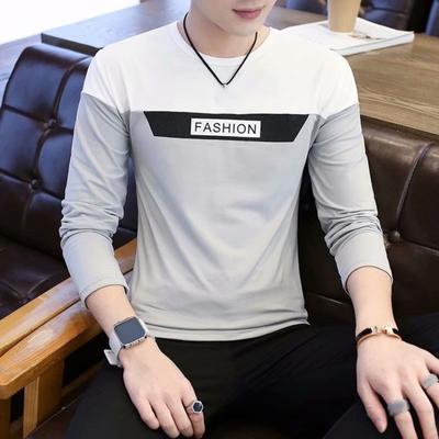 Herbst Frühling Herren Top Patchwork Farblich passendes Buchstabenmuster Rundhals Langarm Pullover Alltagskleidung Lässiges T-Shirt