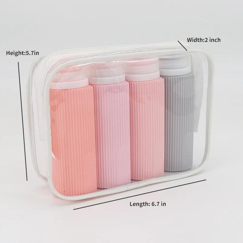 

4 шт. Портативный силиконовый дорожный флакон-органайзер для косметики, герметичный, сжимаемый, многоразовый, контейнер для шампуня и кондиционера, 100 мл