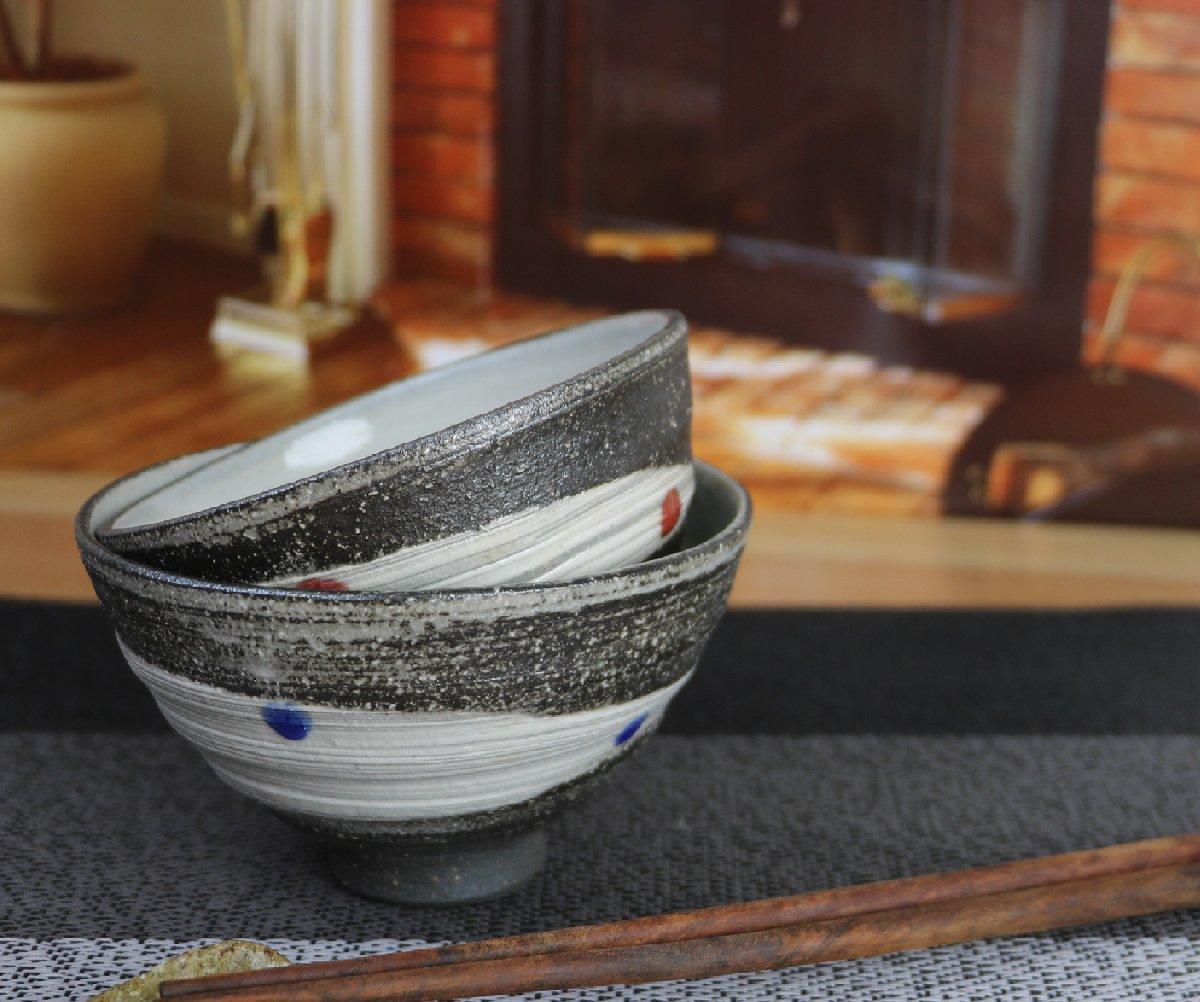 Shigaraki ware couple s rice bowls [Milky Way (blue and red) set w910-01_910-02] Perfect for couples, Shigaraki ware, ceramics, tableware, rice bowls,