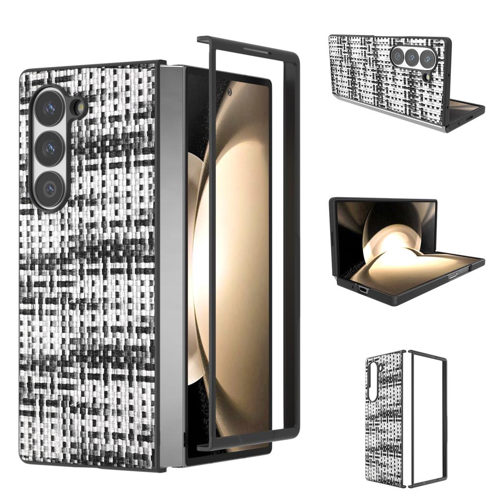 For Samsung Galaxy Z Fold6 5G Case Plaid Texture PU Leather+PC Phone Cover