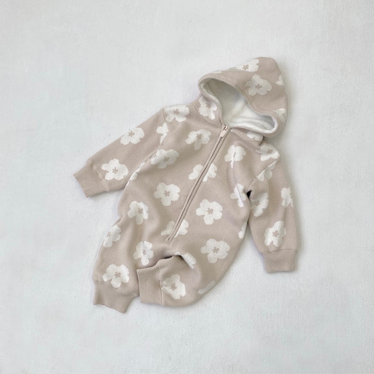 

Унисекс Детский Жаккардовый Комбинезон-Свитер с Капюшоном на Осень/Зиму - Длинные Рукава, Молния 66 cm