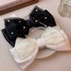 oversized bow mesh multi-layer pearl feather hairpin elegant spring clip fashion temperament versatile hair accessories