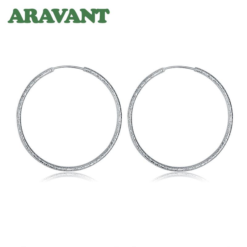 925 Silber 50 mm/60 mm großer runder Kreis Scrub Creolen für Damen, Modeschmuck