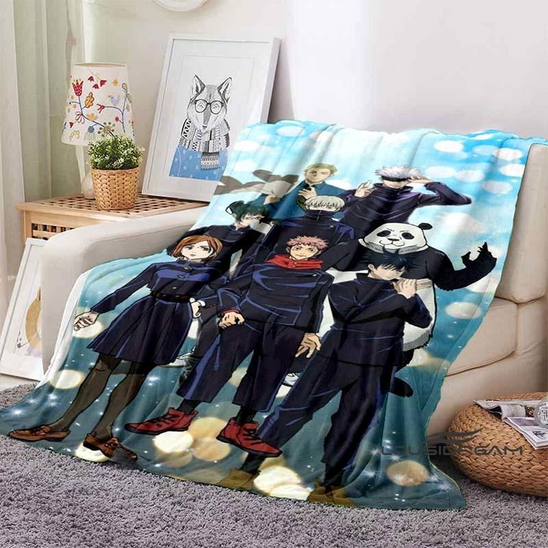 Jujutsu Kaisen Cartoon-Themed Flannel Blanket — Soft & Cozy Throw for Bed, Sofa, or Picnic Use — A Great Gift for Kids