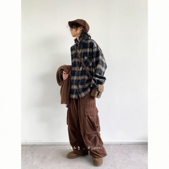 2024 Plaid Langarm Hemd Japanischen Hong Kong Stil Ins Lose Hemd Jungen Sommer Trendy Vielseitig Casual Mantel