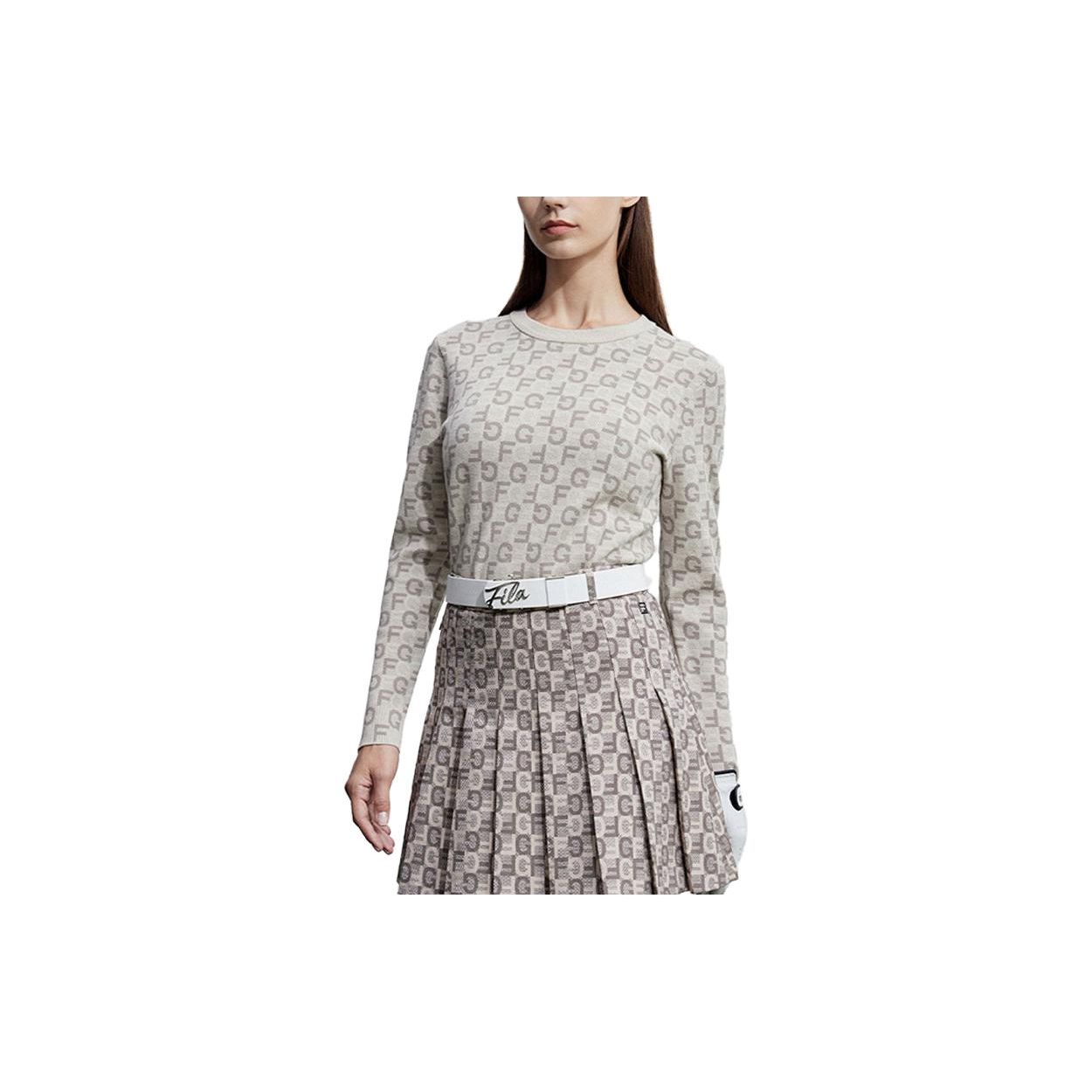 

FILA Golf Series Letter Print Пуловер Длинный рукав Вязаный свитер Женский свитер A11W345402F-ZA