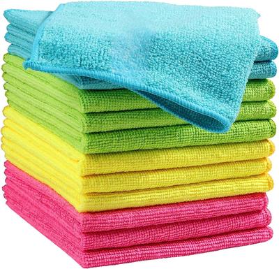 Mikrofaser-Reinigungstuch, 8/12 Stück Putzlappen, Reinigungstücher mit 4 Farben sortiert, 11,5"X11,5"(Grün/Blau/Gelb/Rosa)