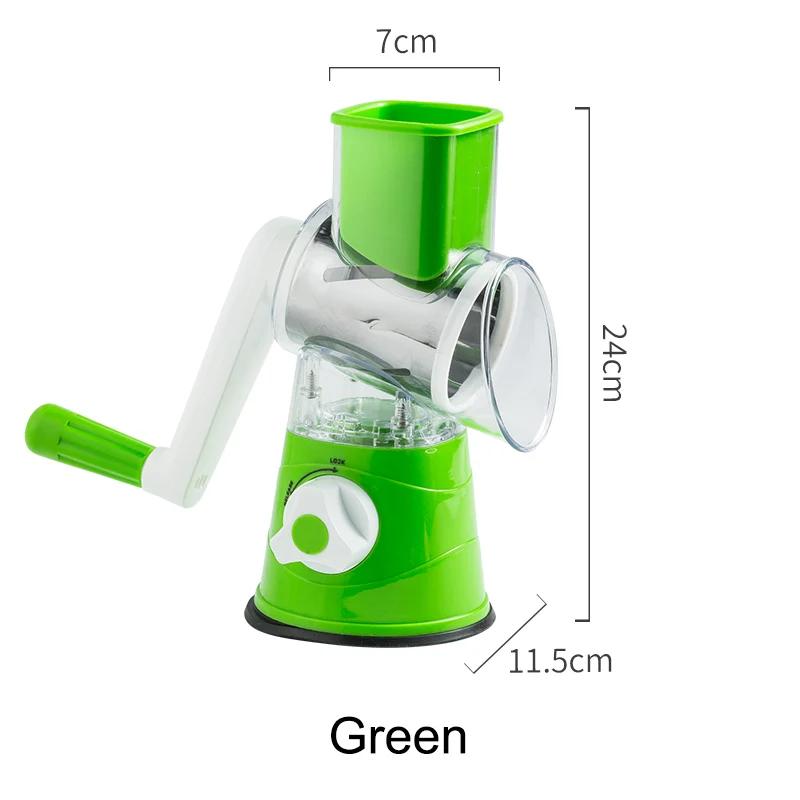 

Ручной кухонный резак и слайсер для сыра с 3 острыми барабанами для дома, чеснокодавилка, чесночная кухня, измельчитель для овощей и картофеля