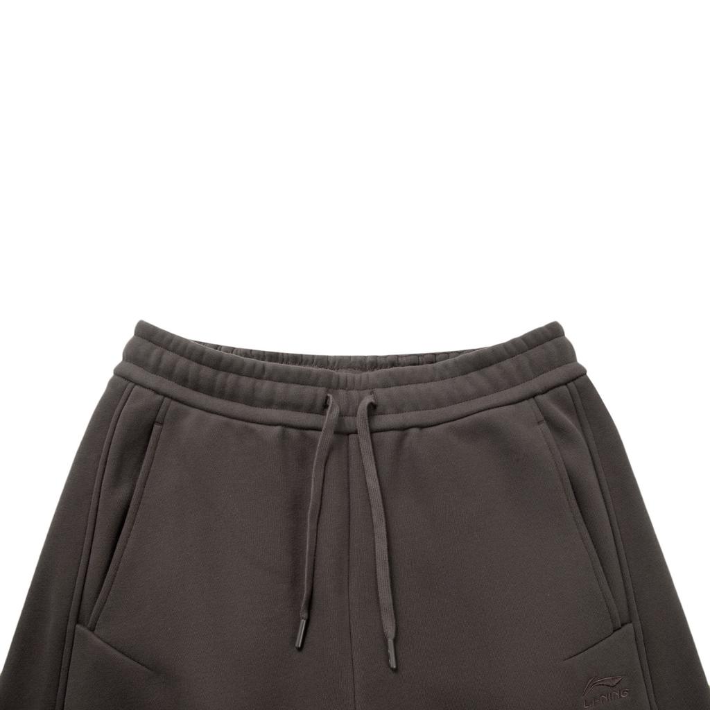 Li Ning Sports Lifestyle Series Straight Leg Simple Versatile Casual Fleece Lined Warm Knit Sports Pants Women Bottoms Black Chocolate-Brown AKLV956-6