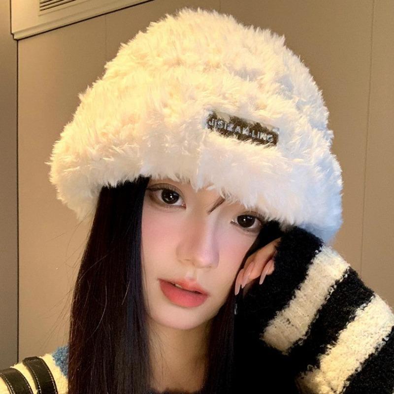 Wool Hat Autumn and Winter Women's New Versatile Knitted Bag Head Warm White Cold Hat Big Head Circumference Cold Protection