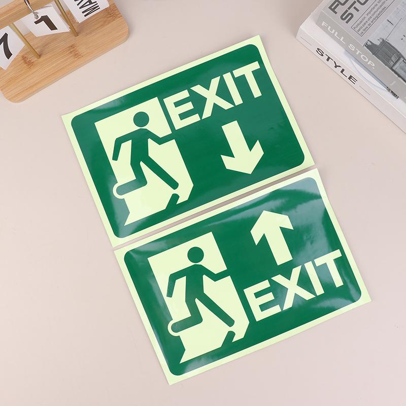 Glow In Dark Exit Signs Luminous Security Stickers Wall Safety Adhesive Fire Evacuation Directional Night Visibility Signage