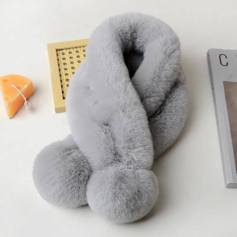 WTEMPO Women's Solid Color Winter Warm Plush Scarves Thickened Windproof Cold-proof Versatile Casual Scarves