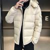 Short Winter Hooded Parkas Waterproof Men's Thickened Warm Long Sleeve Cardigan Jacket New Glossy Down Men's Fashion Jackets