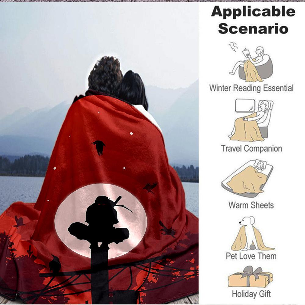1pc NARUTO Moonlight Raven Flannel Throw Blanket HD Printed Lightweight Soft Warm All Season Blanket for Sofa, Bed, Travel, Camping Machine Washable
