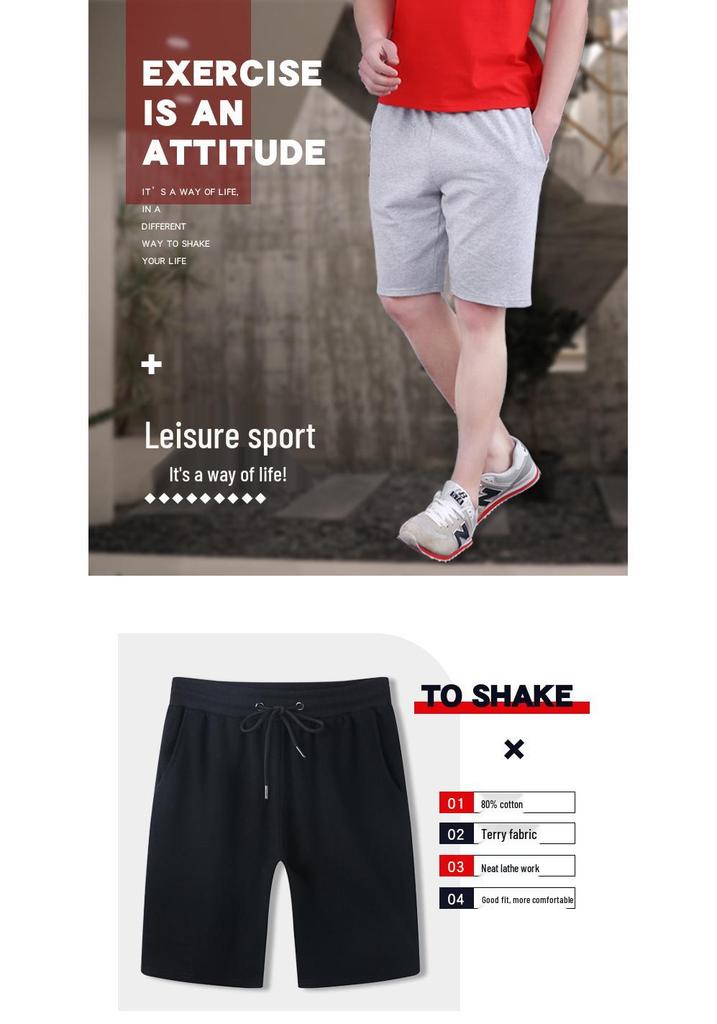 Men's Cotton Casual Elastic Waist Shorts - Breathable, Sweat-Absorbent, Solid Color for Sports, Beach, & Home
