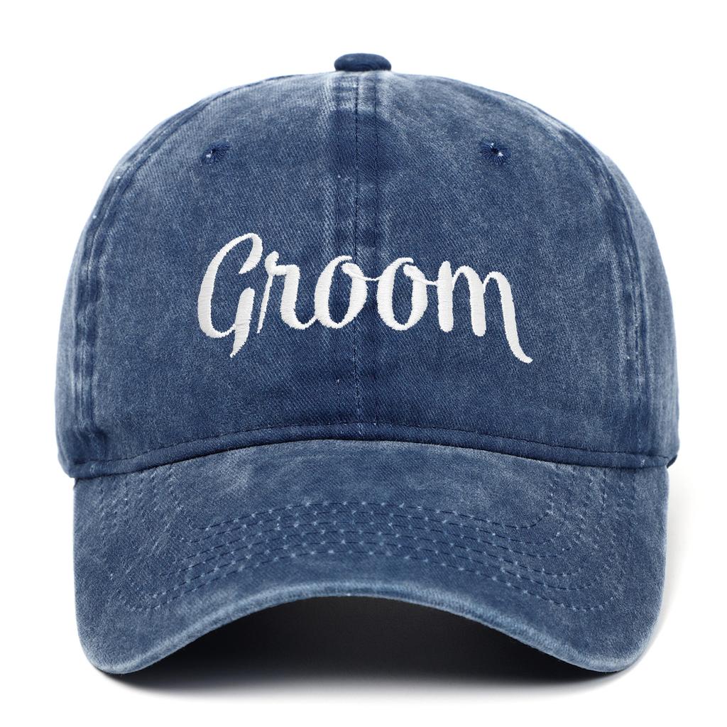 Retro Washed Cotton Bride Groom Baseball Cap Outdoor Sunshade Solid Color Logo Vintage Soft Top Duck Tongue Cap