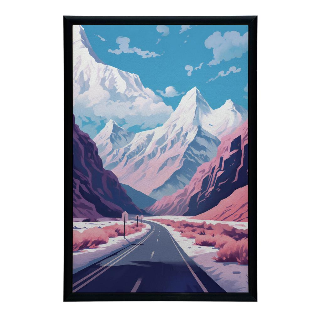 Pastelowy Krajobraz Górski Pastelowy Krajobraz Górski, 70X100 Cm, Rama Drewniana Jasny Dąb, Papier Matowy 230 Gsm