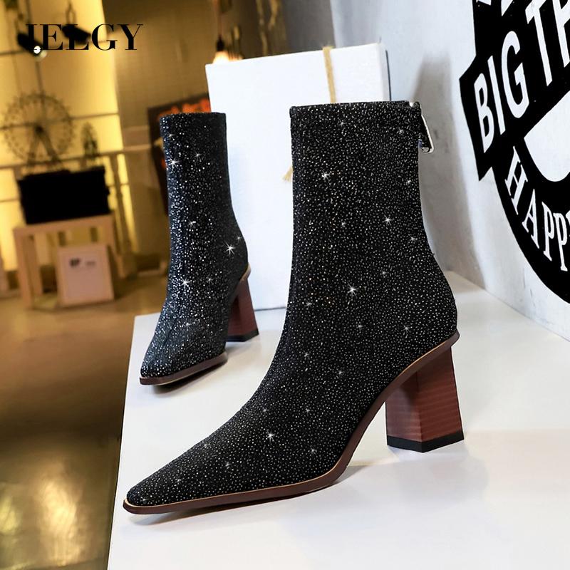 IELGY Banquete Moda Madera Grano Grueso Tacón Pequeño Cuadrado Dedo delDo  del Pies Tela Botas Finas Mujeres comprar a buen precio — entrega gratuita,  reseñas reales con fotos — Joom