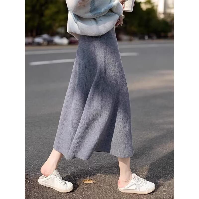 Basic House Damen Strick-A-Linien-Midirock