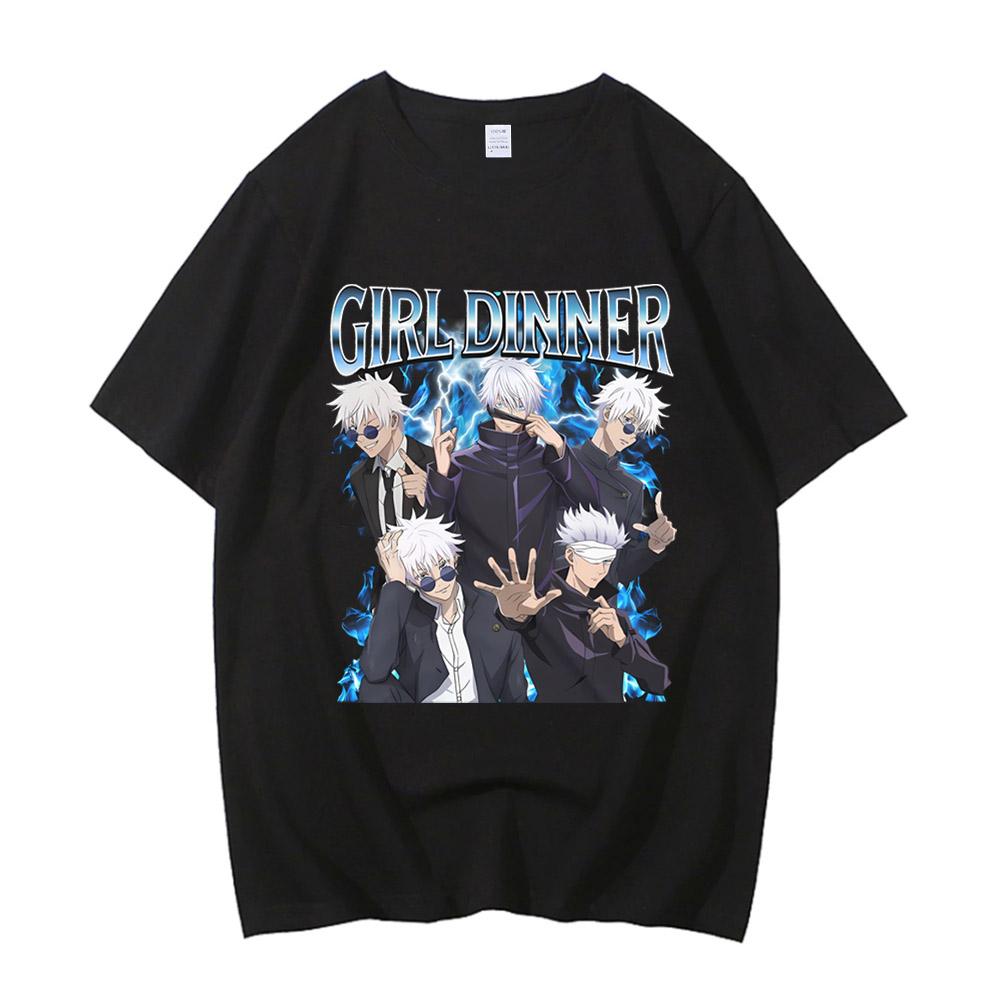 Satoru Gojo Jujutsu Kaisen T-Shirt Vintage Streetwear Japanese Anime Short Sleeve Men Clothing High Quality Cotton T Shirt