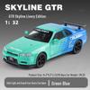 1:32 GTR R34 Low-Rider Sports Car Model with Opening Doors, Four-Wheel Suspension, Alloy Build, Sound and Light, Pull-Back Simulation