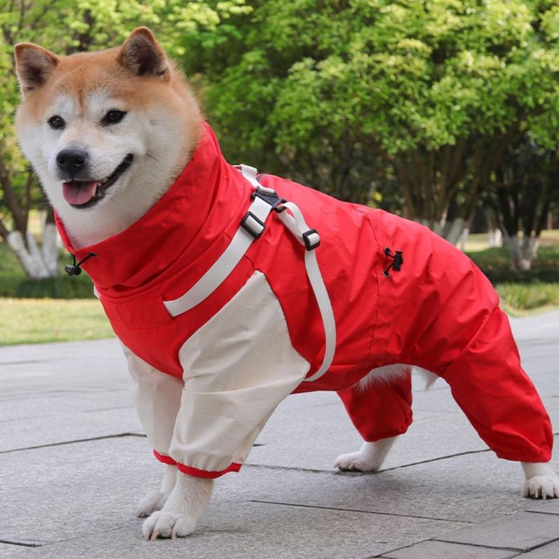 Waterproof Hooded Dog Raincoat with Detachable Hoods Adjustable Pet Rain Jackets For Small To Large Dog Outdoor Activity