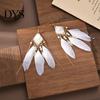 Ear Studs 1 Pair Hook Earrings Bohemian Oil Drip Geometric Rectangle Pendant Temperament Decoration Elegant Artificial Feather Tassel Dangle