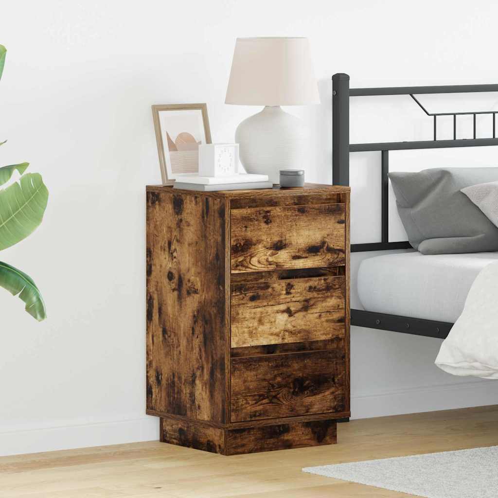 Nightstand Smoked Oak 39 x 34.5 x 65 cm Wood Based Panel