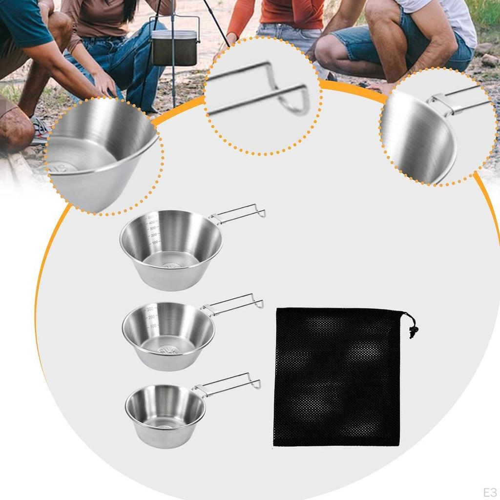 3 Stück Camping Schüssel Set Geschirr Robust Tragbar Kompakt Utensilien Tassen Essgeschirr für